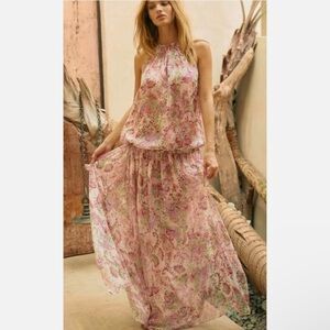 MISA Los Angeles Angelina Drop Waist Ethereal Maxi Dress Paisley NWT M/L